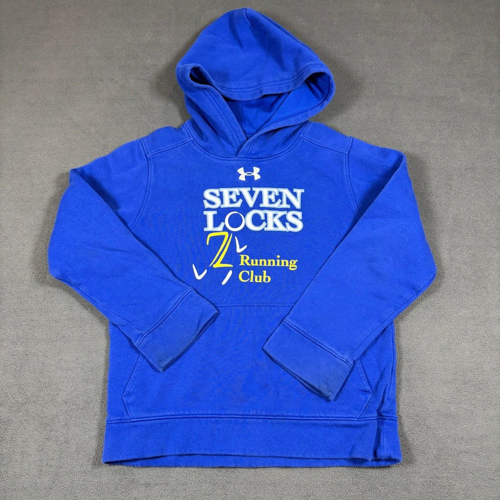 Under Armour Hoodie Youth Small Blue Seven Locks Running Club Graphic Pullover